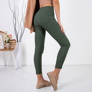 Темно-зелені жіночі штани з оздобленням