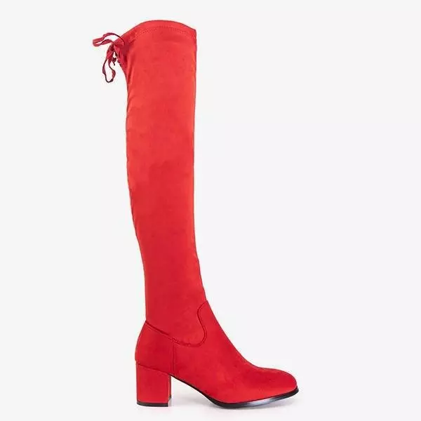 ВИХІД Червоні жіночі черевики через коліно Elvina- Туфлі