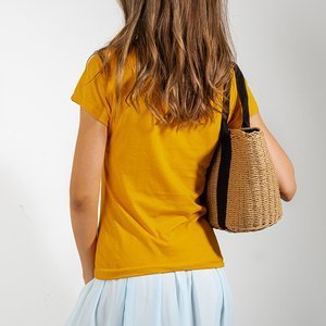 Жовта жіноча футболка з написом