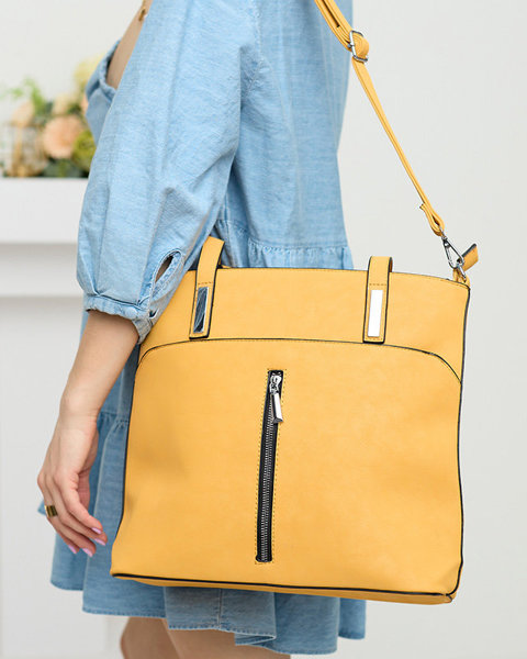 Жовта жіноча сумка-шоппер з кишенями