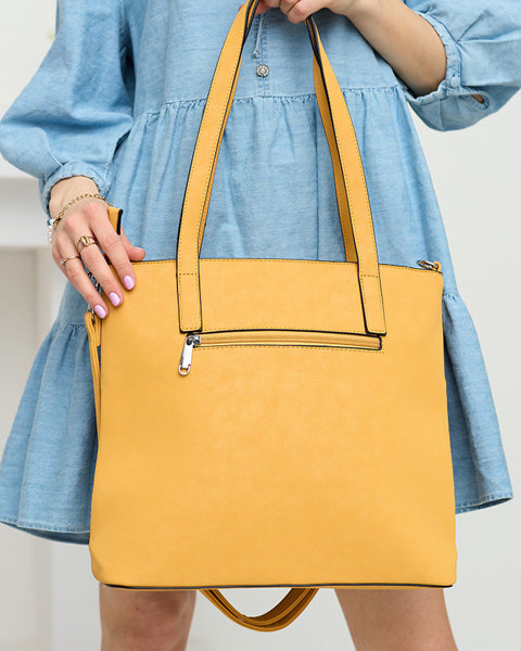 Жовта жіноча сумка-шоппер з кишенями
