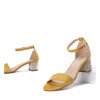 Жовті босоніжки на стовпі з декоративними фіанітами Оліфа - Взуття