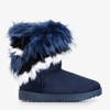 Зимові черевики платформі з хутром синього кольору Hellasi - Взуття