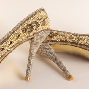 Золоті блискучі туфлі на шпильці Marni